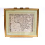 John Speed, Africa, engraved hand coloured map, dated 1676,