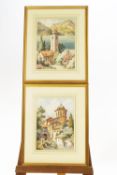 Herbert George (early 20th Century) Near Lake Como, watercolour, a pair, signed lower left,