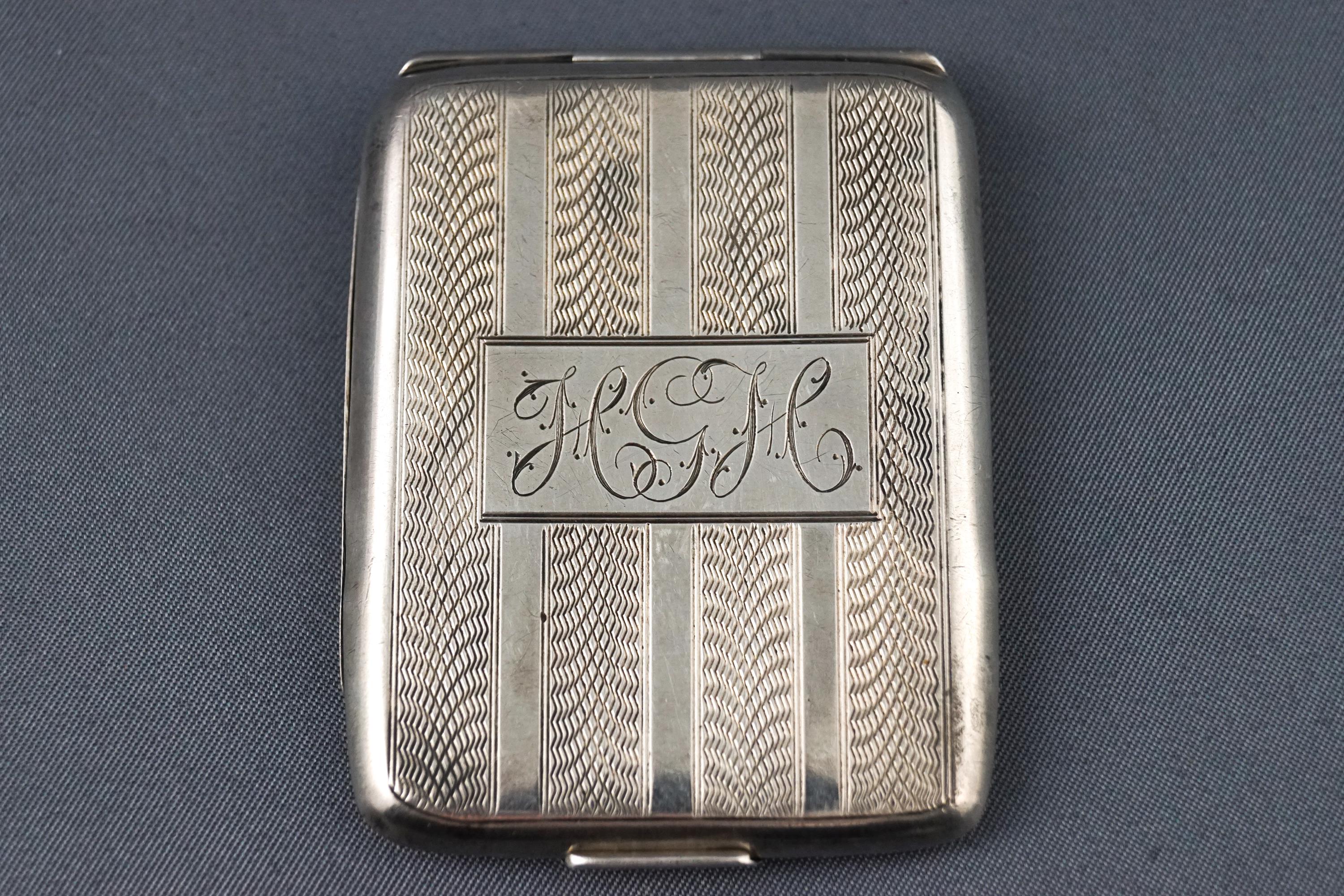 A silver matchbox cover with engine turned decoration, by Deakin and Francis, Birmingham 1902/03,