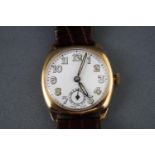 A yellow gold wristwatch with 9ct gold Dennison case, hallmarked for Birmingham, 1946 A.L.D.