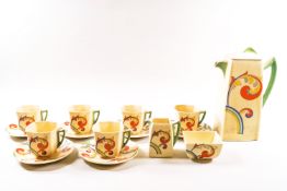 A Royal Doulton 'Duveen' pattern Syfen D3102 coffee service, together with a Sylvac jug,