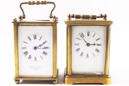 A brass cased non-strike carriage clock,