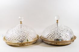 A pair of Waterford cut glass ceiling lights,