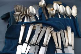 A Danish white metal extensive canteen of Danish flatware and cutlery for six plus,