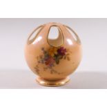 A Royal Worcester blush ivory porcelain globular specimen vase, printed marks in puce,