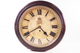 A George VI mahogany cased dial wall clock with fusee movement,