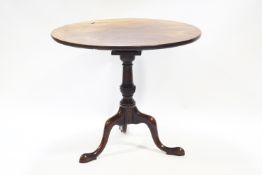 A George III style mahogany tripod table, with bird cage top to pedestal base,