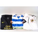 Seven replica football shirts