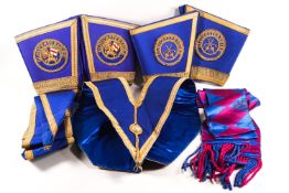 A group of Mason's aprons, collars and sashes,