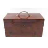 A George III mahogany tea caddy with brass handle,