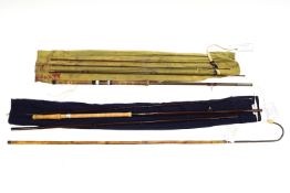 A Hardy Four piece float rod, 12' long, in original case, together with other rods