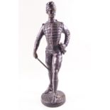 A bronze figure of a French Officer on a round base, 36.