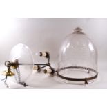 Two late 19th century cut glass smoke lamps, each converted to electricity,