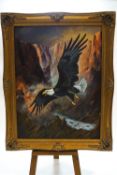 R* Evans, American Eagles in a rocky canyon, oil on canvas, signed lower right and dated 2010,