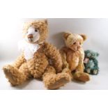 Three Charlie bears, 'Fish', 56cm high, 'Chip', 47cm high, both with tags and 'Mushy pea',