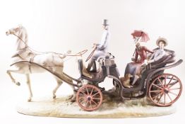 A Lladro figure group, Hansom Carriage, No 247 out of 750, with certificate,