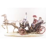 A Lladro figure group, Hansom Carriage, No 247 out of 750, with certificate,