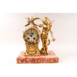 An early 20th century spelter cased mantel clock,