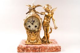 An early 20th century spelter cased mantel clock,