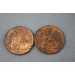 Two Victorian half penny coins dated 1862.