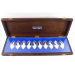 A cased set of silver Danbury Mint Navette shaped ingots