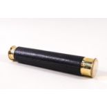 A brass with leather sleeve four drawer telescope, unmarked, with brass lens cap, 17cm,