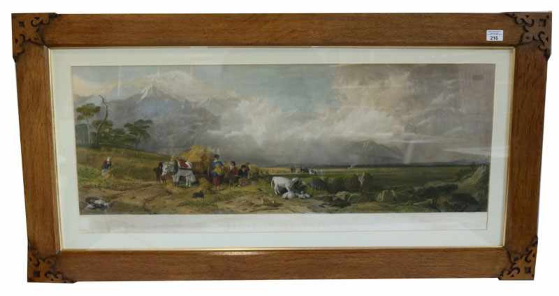 Druck 'Harvest in the Highlands', mit Passepartout unter Glas gerahmt, Blatt fleckig,incl. Rahmen 63