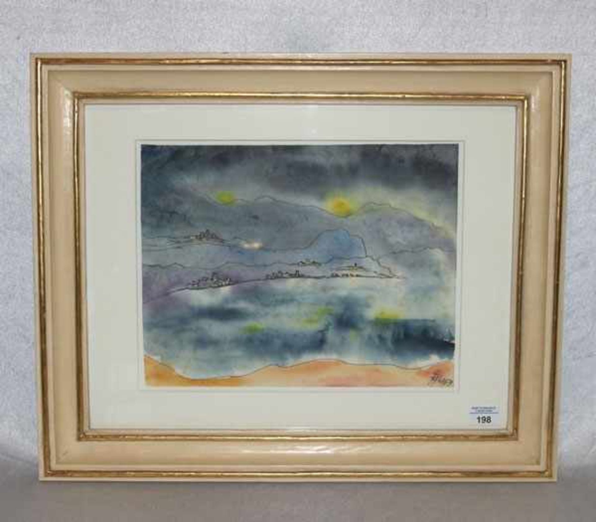 Aquarell auf Japanpapier 'Cote d`Azur', monogrammiert FFM 67, sehr schönes Aquarell im Stil von Emil