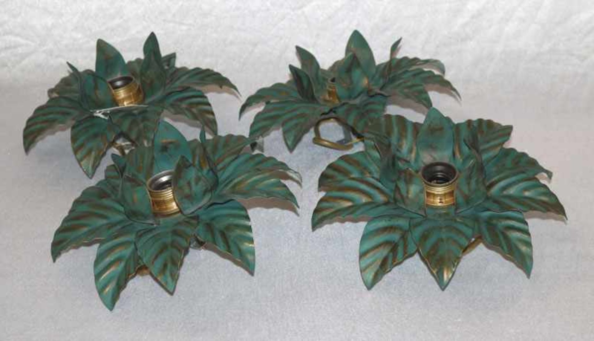 4 Metall Deckenlampen in Blütenform, H 12 cm, D 27 cm, Gebrauchsspuren