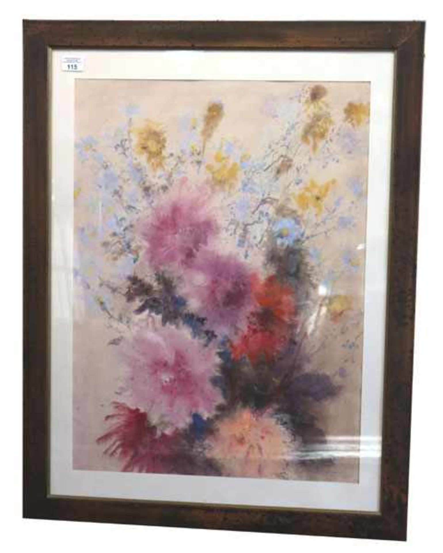 Aquarell 'Blumenstilleben' signiert J. (Josef) Widmoser, * 1911, war von 1948 bis 1972