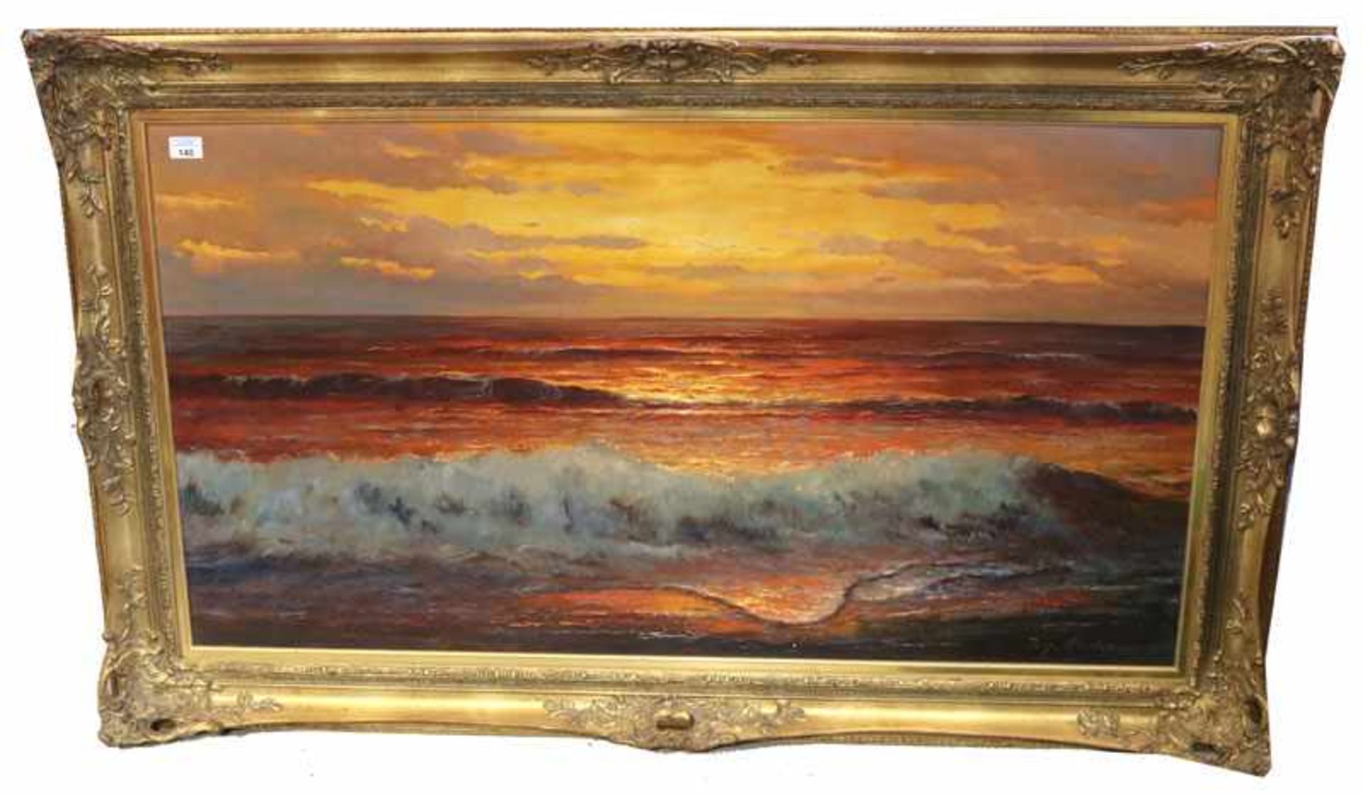 Gemälde ÖL/LW 'Abendstimmung am Meer', signiert Andersen, Jörg, gerahmt, incl. Rahmen 86 cm x 140