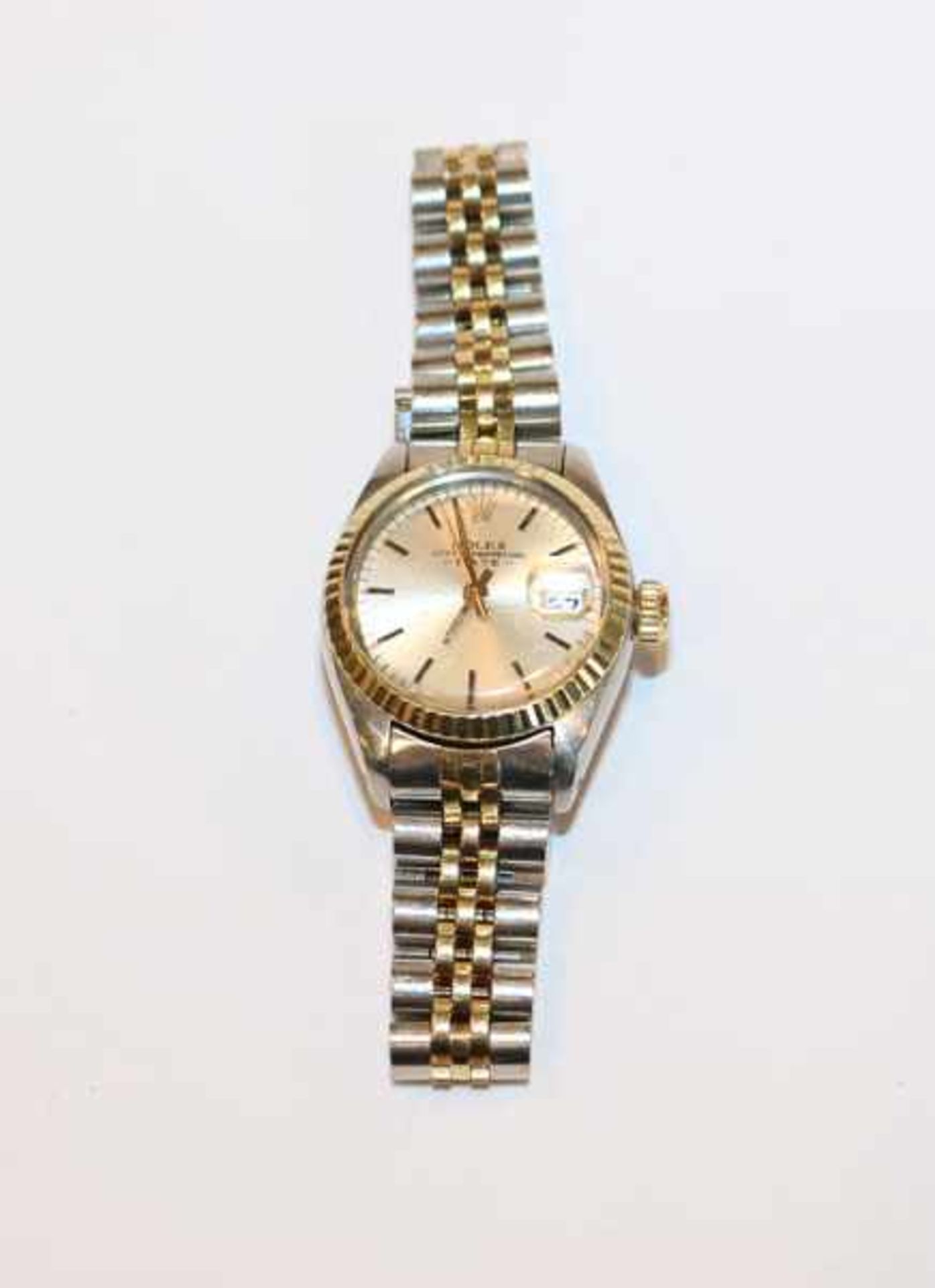 Rolex Damen-Armbanduhr, Stahlgold, Dayjust Oyster, benötigt Reinigung/Überholung ?, Tragespuren,