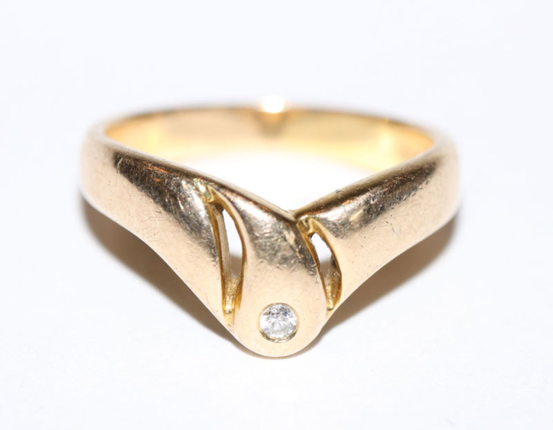 8 k Gelbgold Ring mit Diamant, Gr. 54, 4,6 gr.