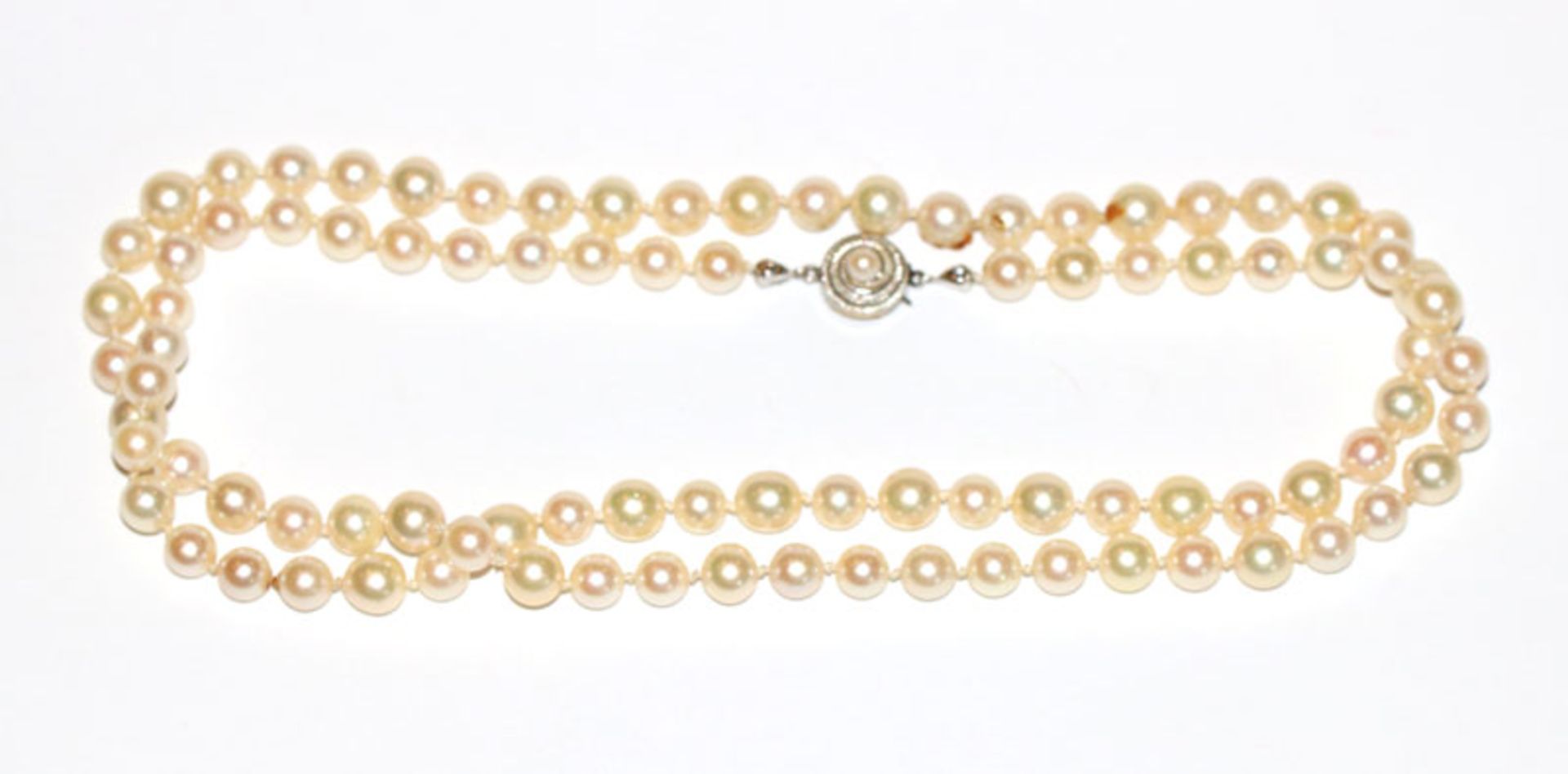 Perlenkette, 6,5/7 mm und 8 k Weißgold-Schließe, L 76 cm