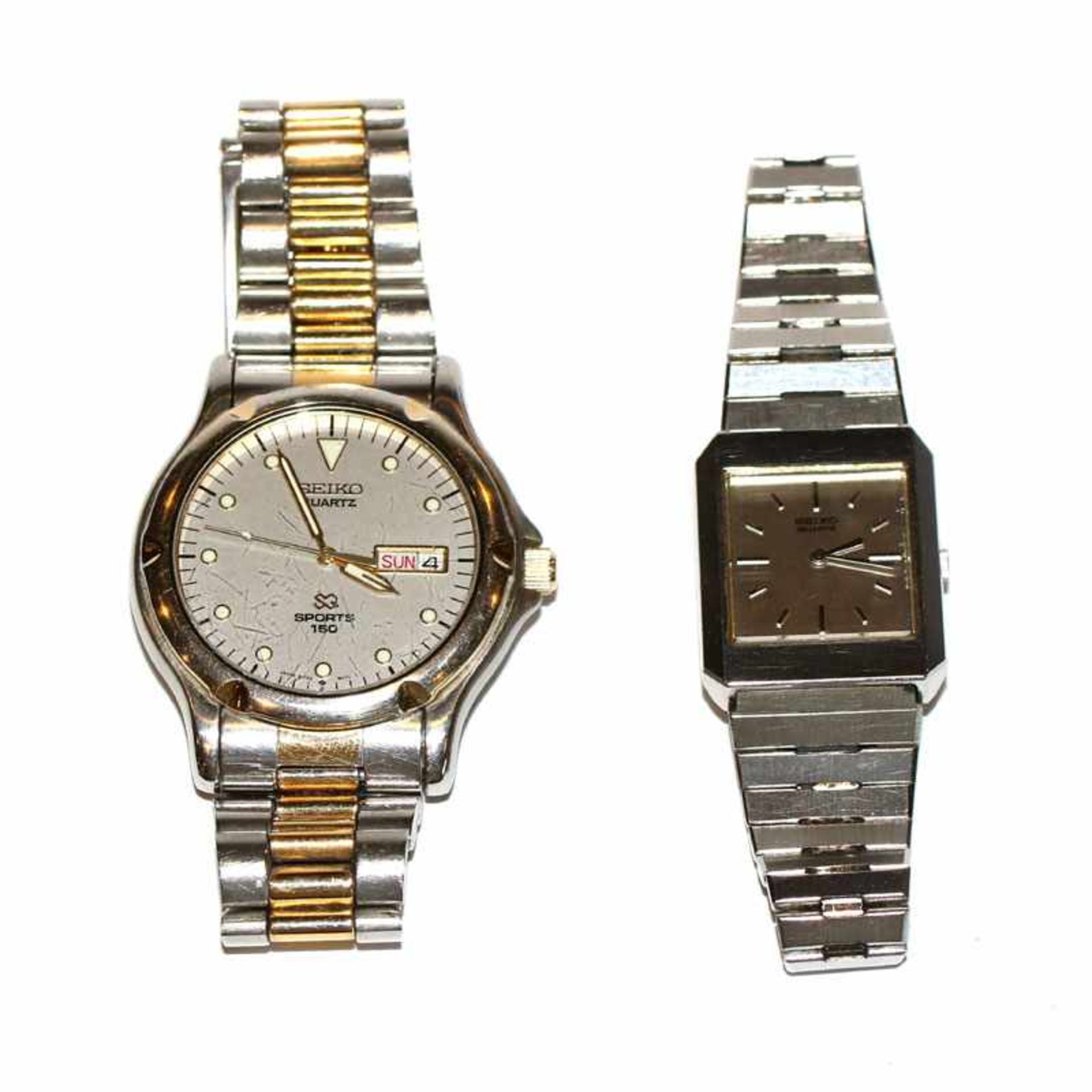 Seiko Herren-Armbanduhr, Quartz, Sports 150, und Seiko Damen-Armbanduhr, Quartz, beide Stahl und