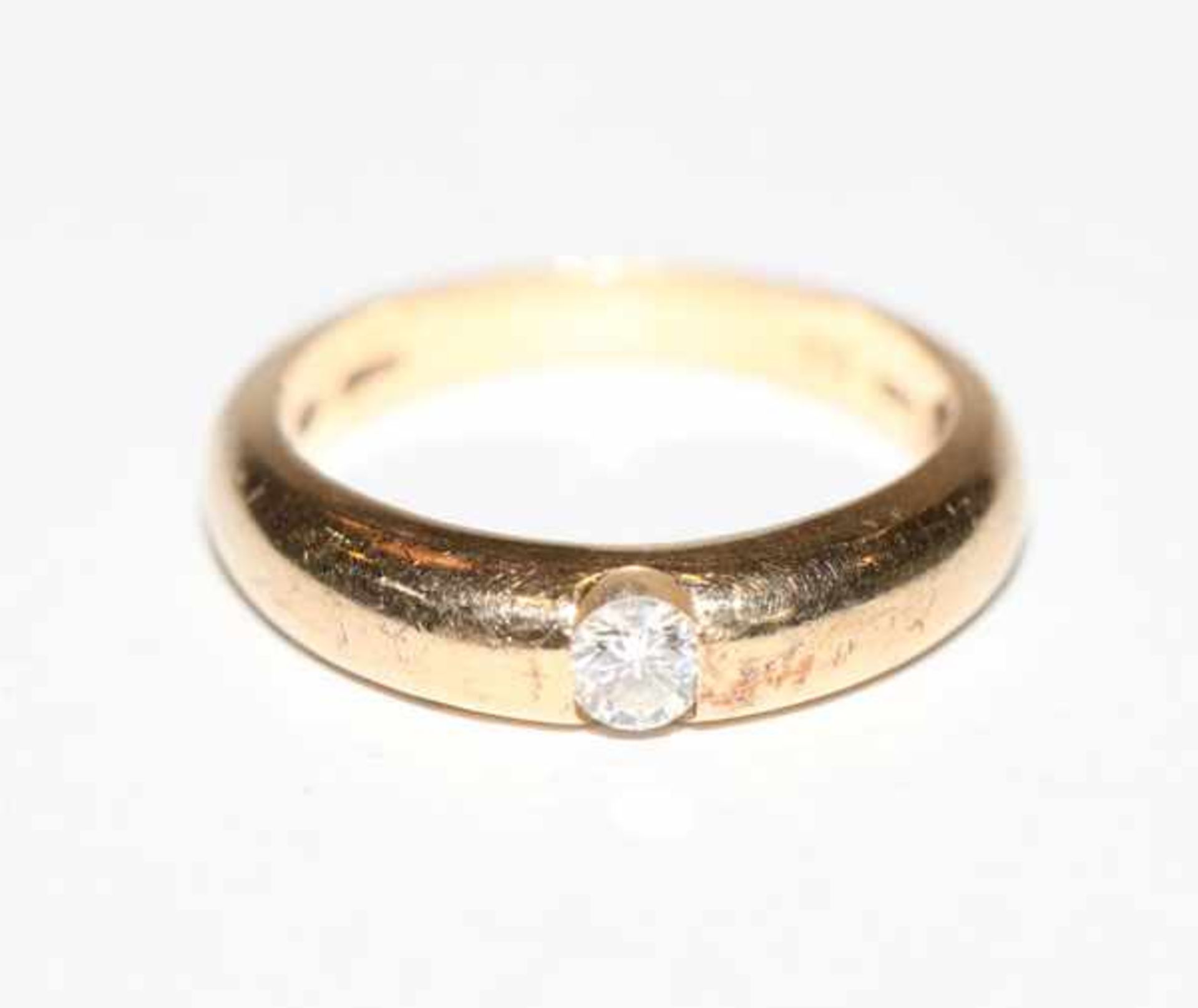 14 k Gelbgold Ring mit Diamant, 0,15 ct. weiss, Gr. 50