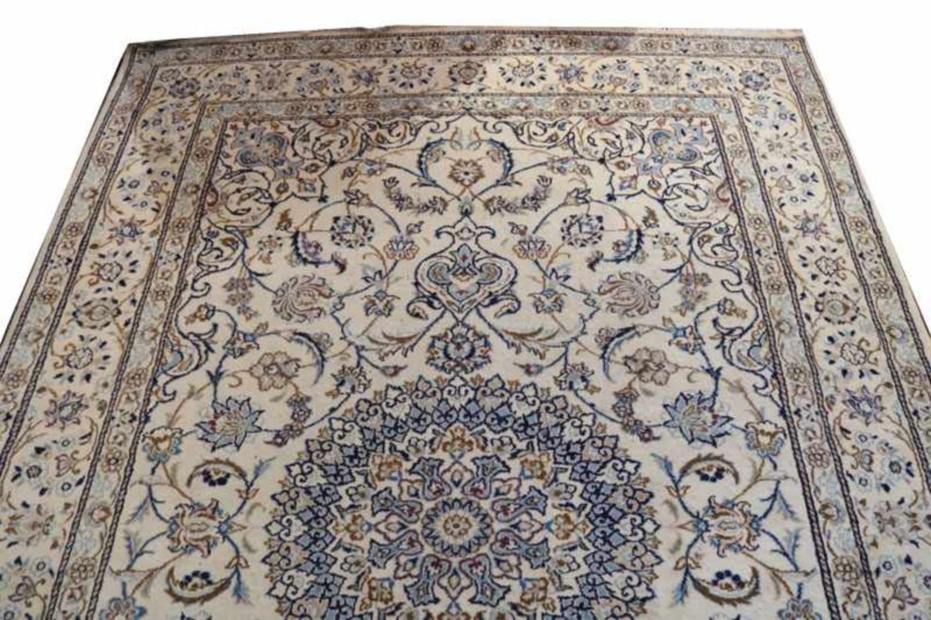 Teppich, Täbris, beige/blau/braun, 297 cm x 195 cm, Gebrauchsspuren