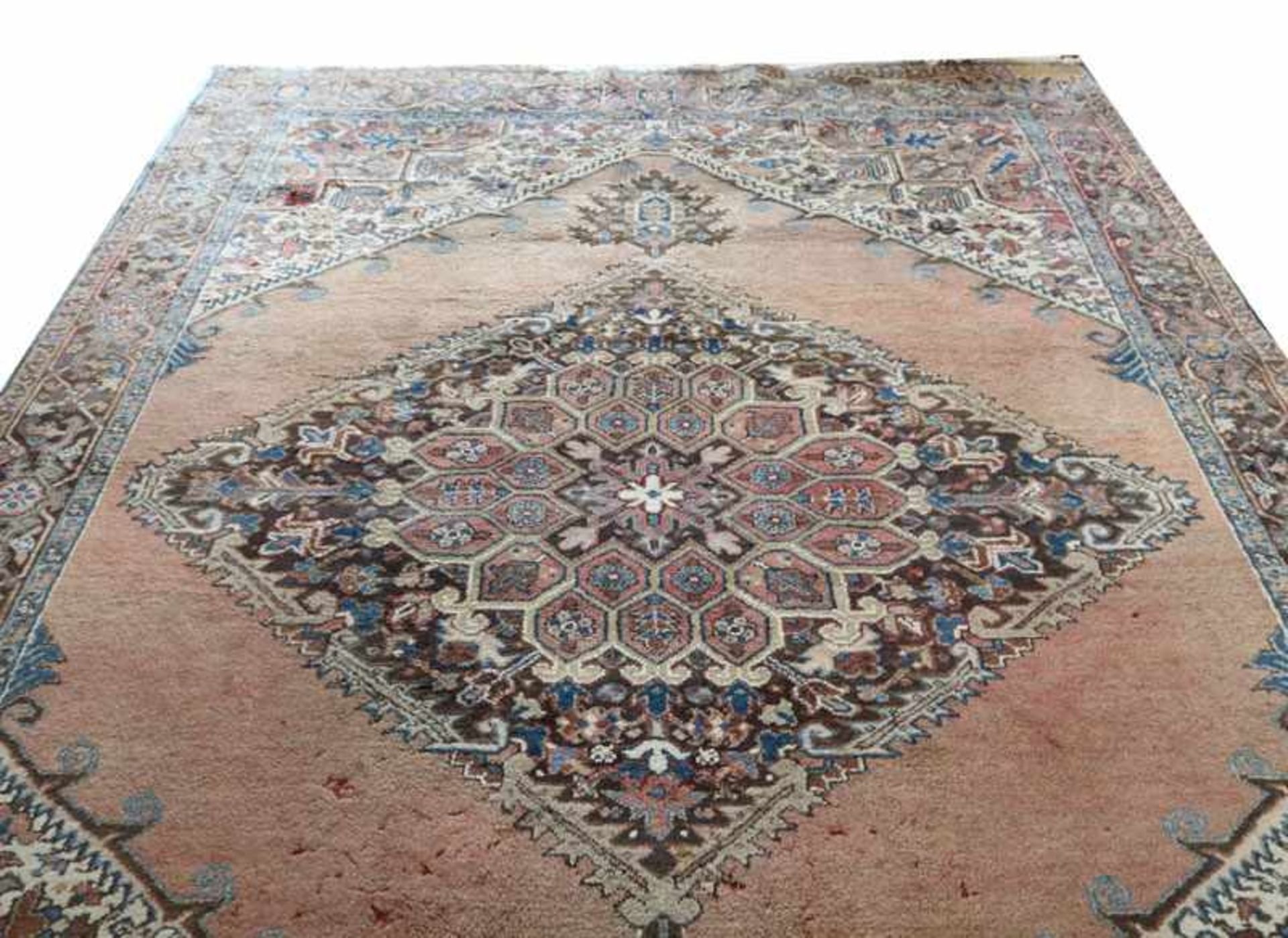 Teppich, Täbriz, rose/beige/bunt, stark beschädigt, 350 cm x 255 cm