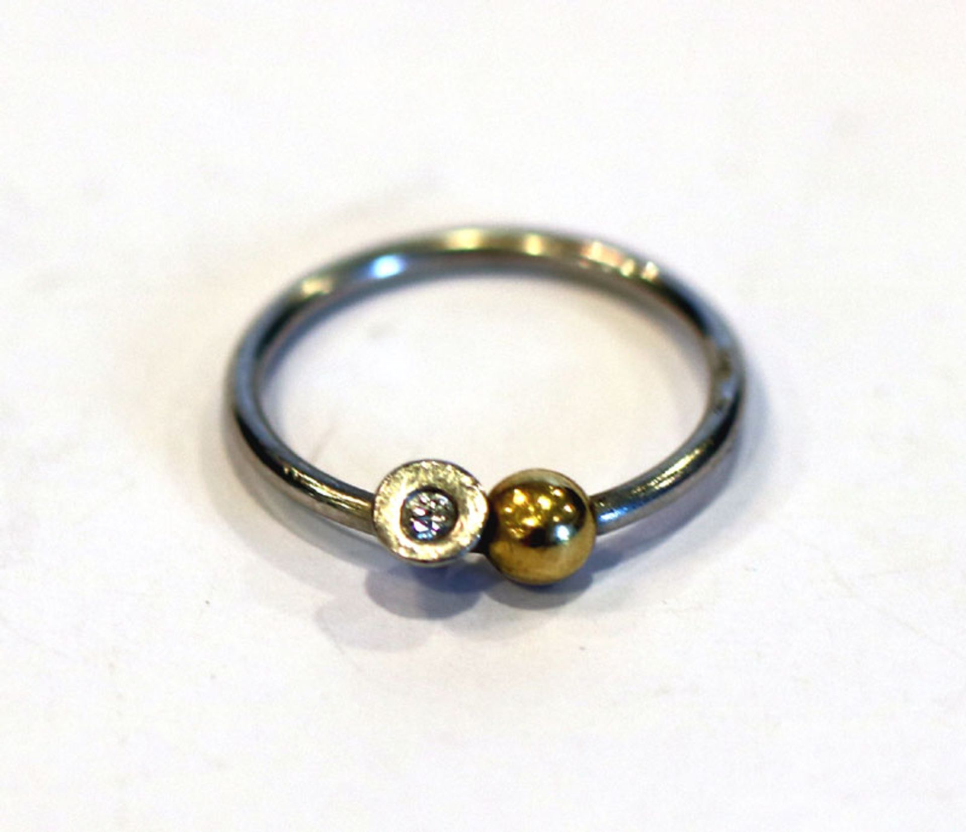 Platin/Gold Ring mit Diamant, Gr. 49