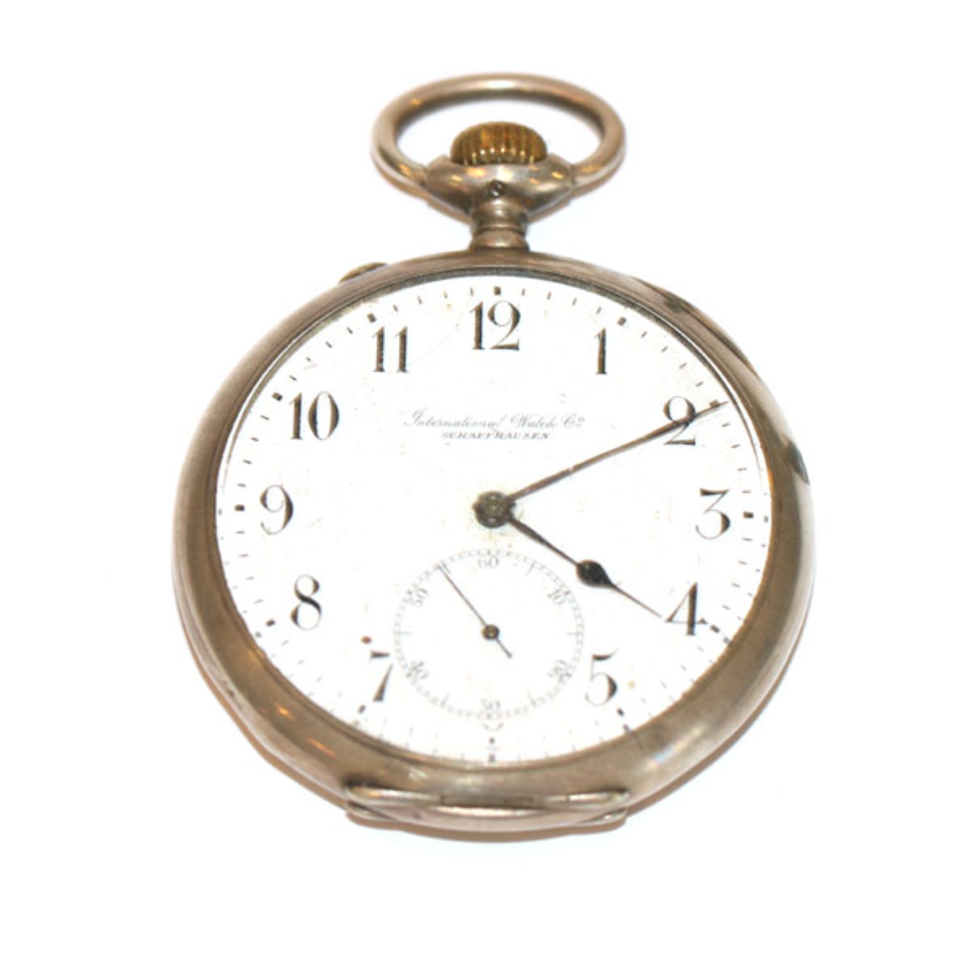 Silber Taschenuhr, International Watch Co., Schaffhausen, Werk mit Schwanhals-Feinregulierung,