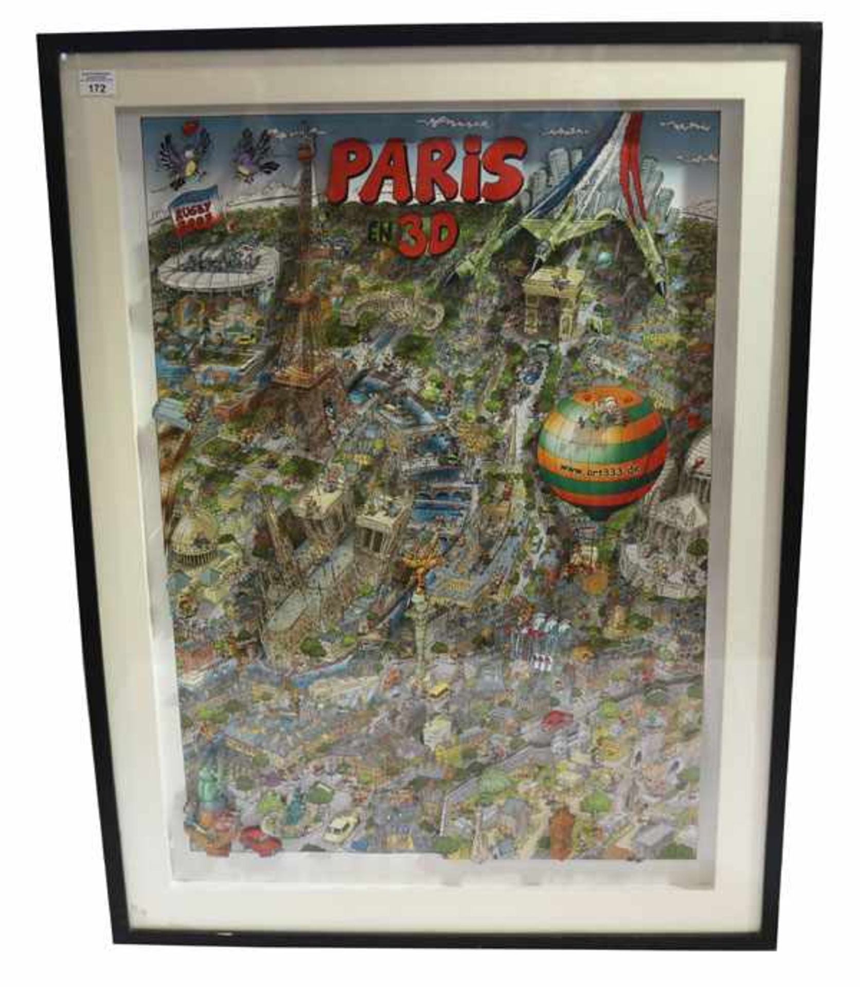 3-D Bild City-Art 'Paris', von Bernd Natke, * 1.8.1962, unter Glas gerahmt, Rahmen leicht bestossen,