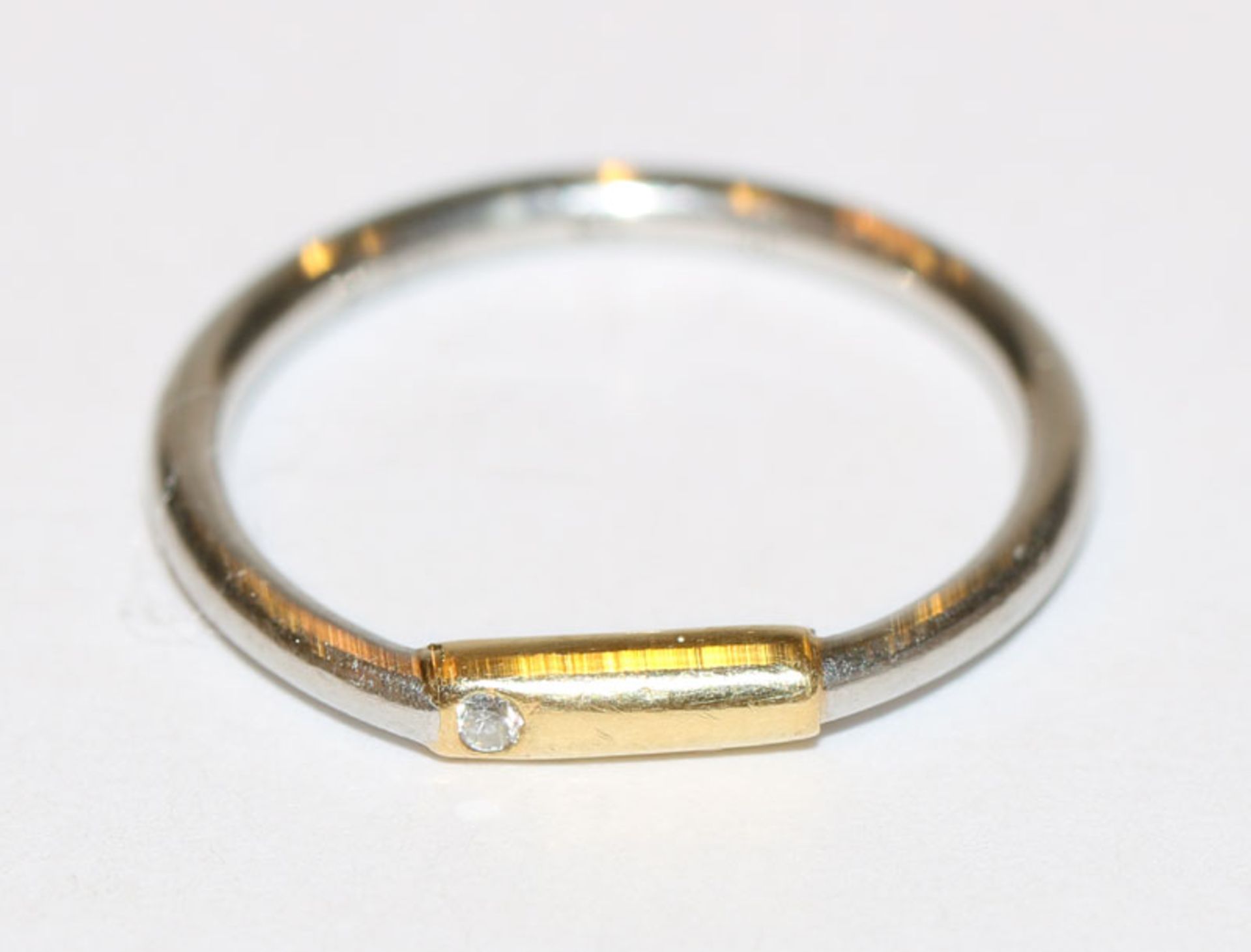 Platin 950/Gold Ring mit Diamant, Gr. 50