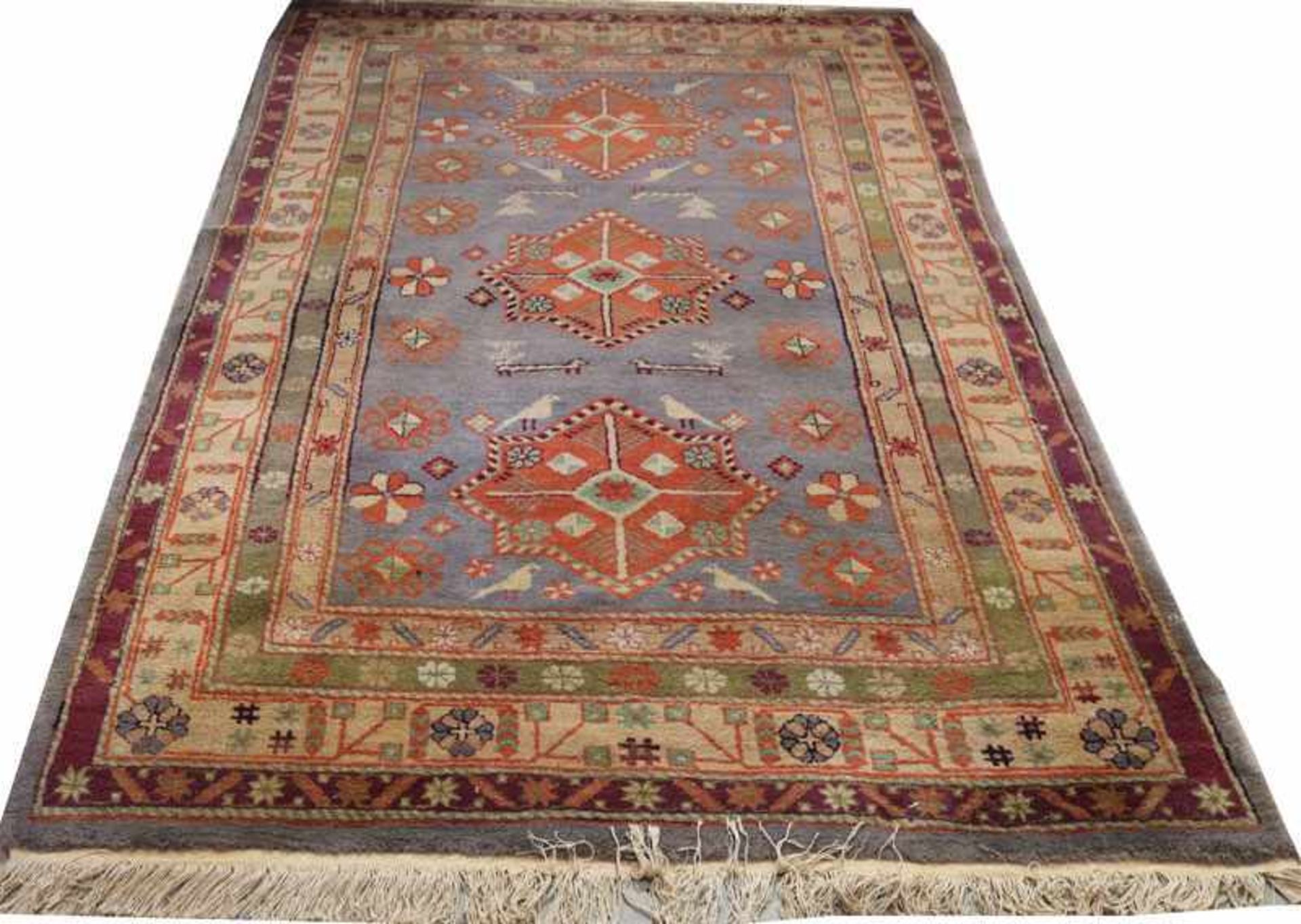 Teppich, Kars, blau/rot/bunt, Gebrauchsspuren, 240 cm x 157 cm