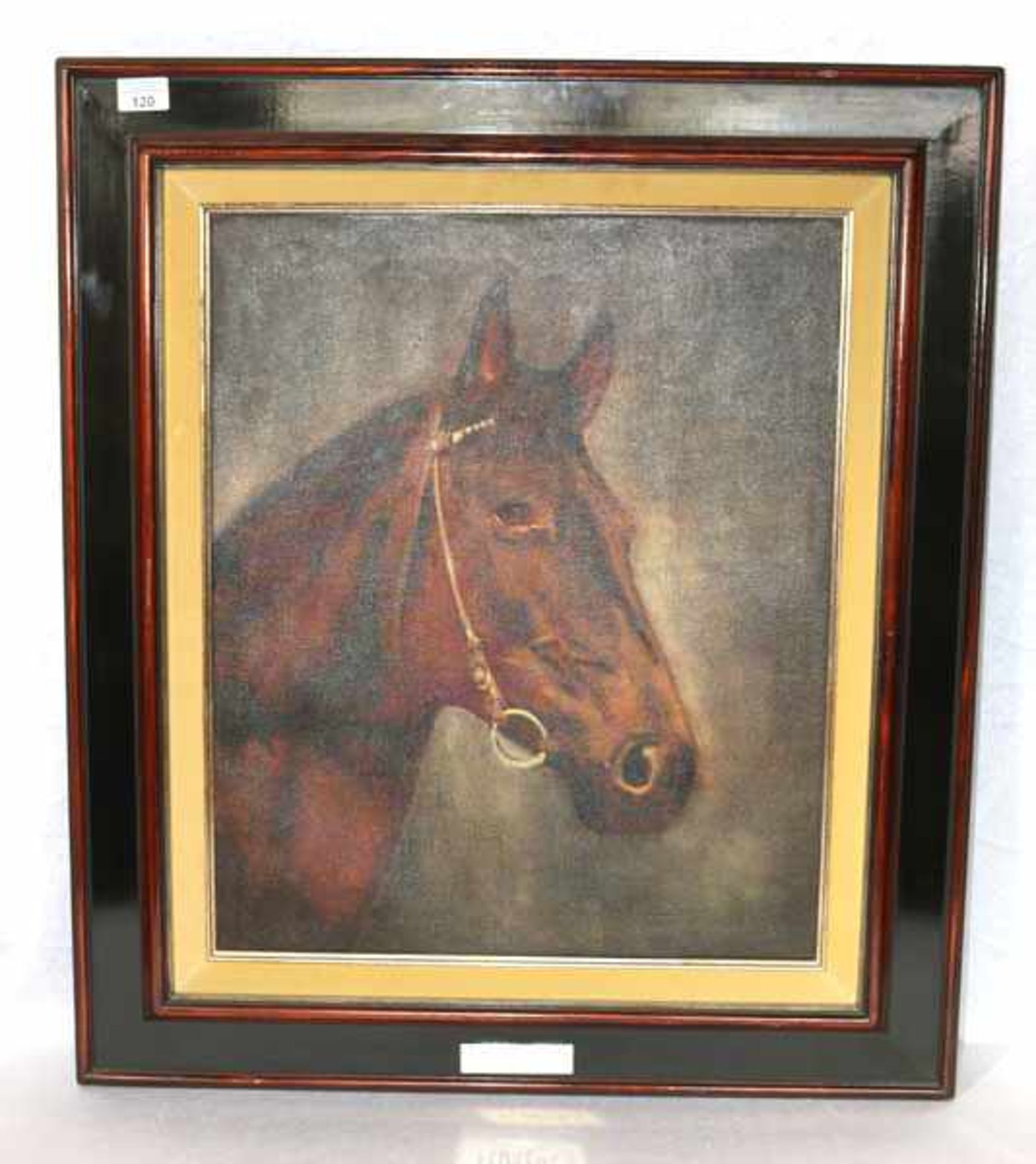 Gemälde ÖL/LW 'Pferdekopf', gerahmt, Rahmen bestossen, incl. Rahmen 82 cm x 71 cm