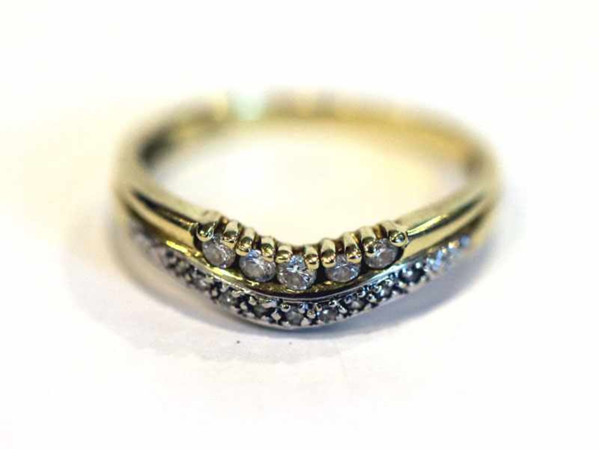 14 k Gelbgold Ring mit Diamanten, Gr. 58