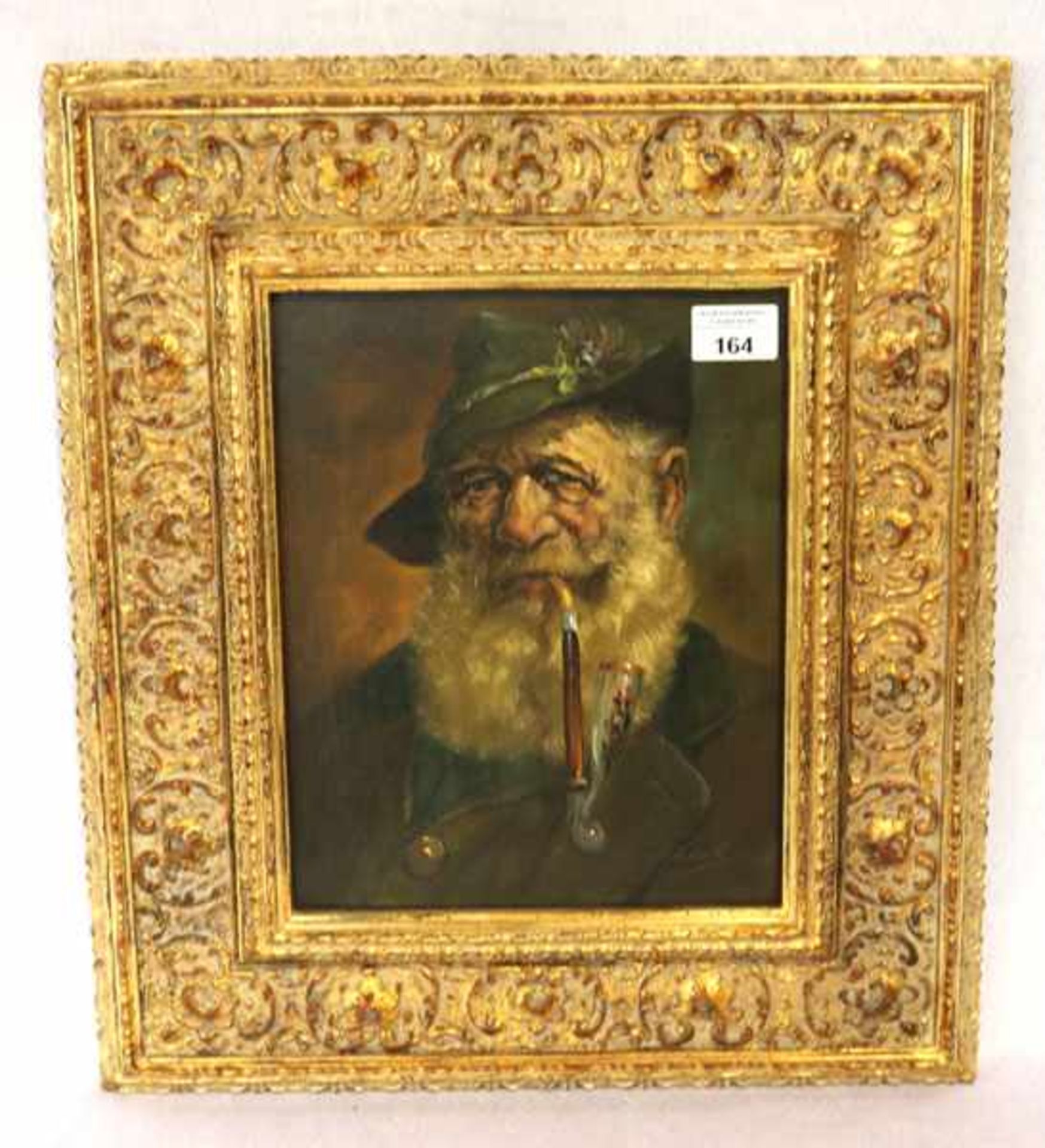 Gemälde ÖL/LW 'Herrenportrait mit Pfeife', signiert Liebmann, schön gerahmt, incl. Rahmen 49 cm x 42