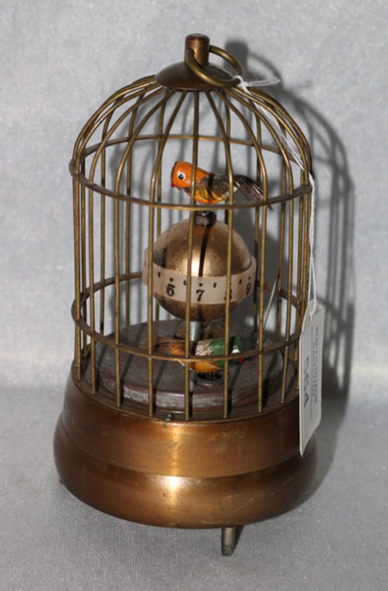 Vogelautomat, Uhr mit Wecker, Funktion nicht geprüft, H 18 cm, D 10 cm