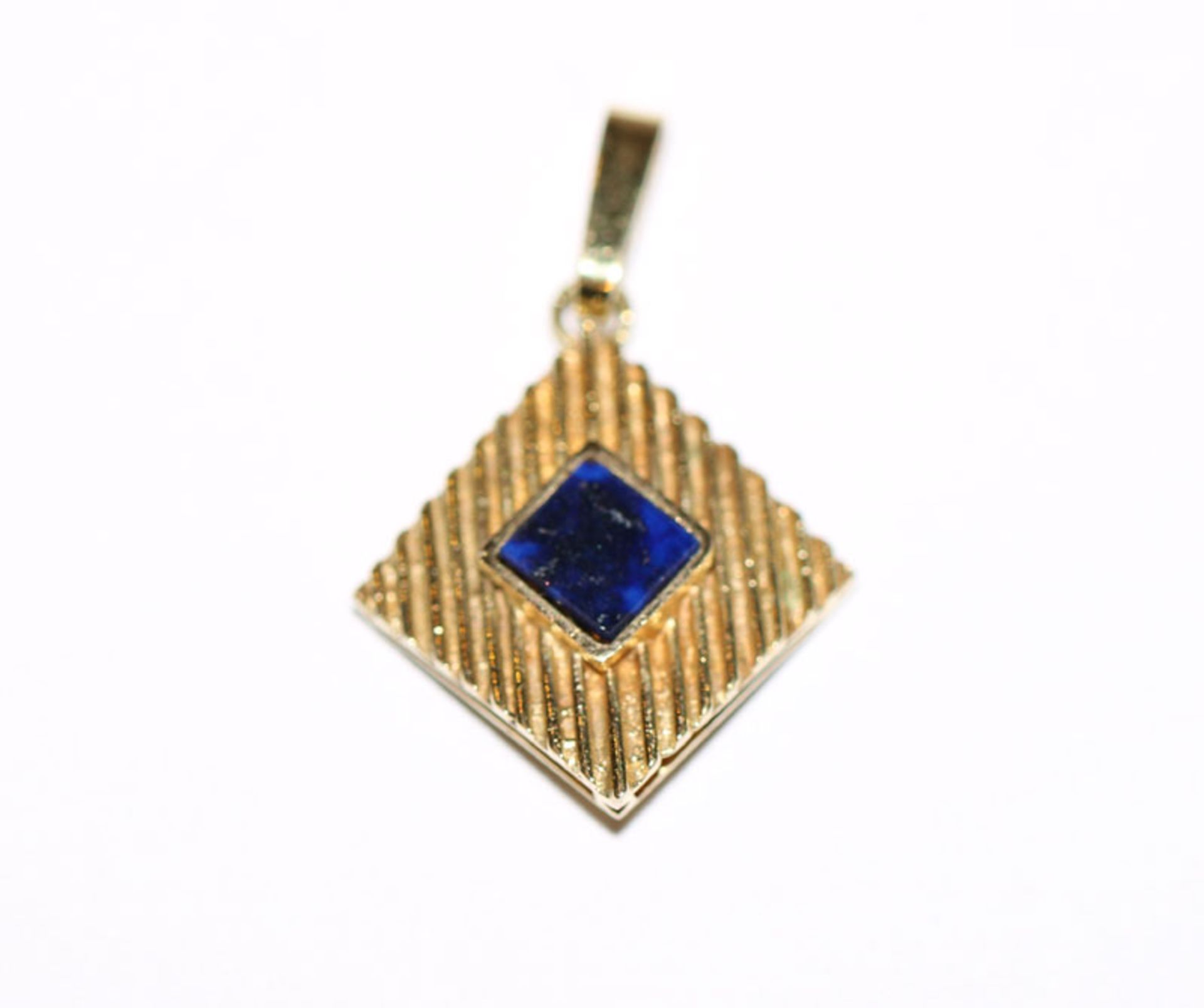 8 k Gelbgold Anhänger mit Lapislazuli, L 2,5 cm, passend zu Lot 46