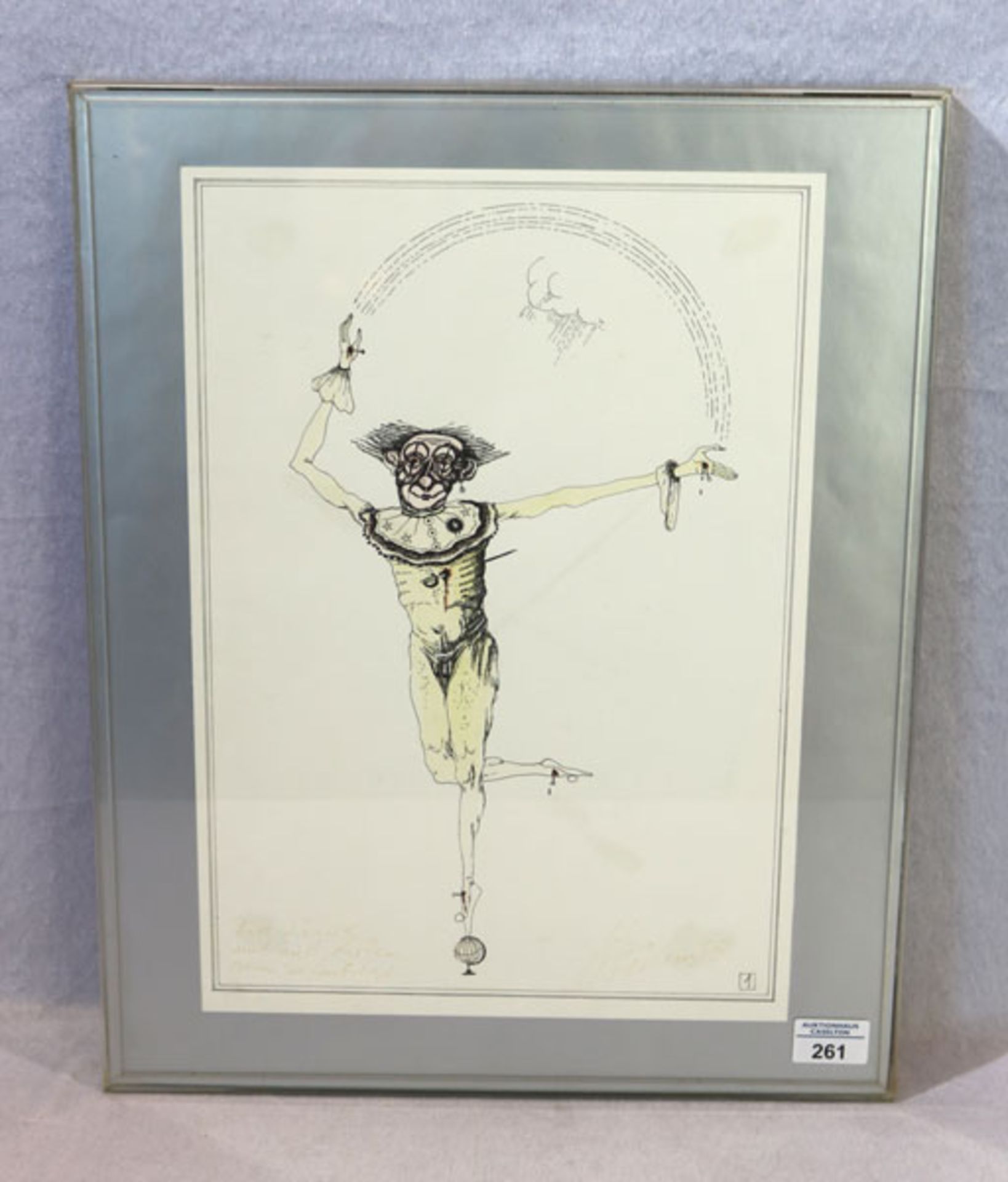 Lithographie 'Clown', mit Widmung des Künstlers und Signatur, unter Kunststoffrahmen, 50,5 cm x 41