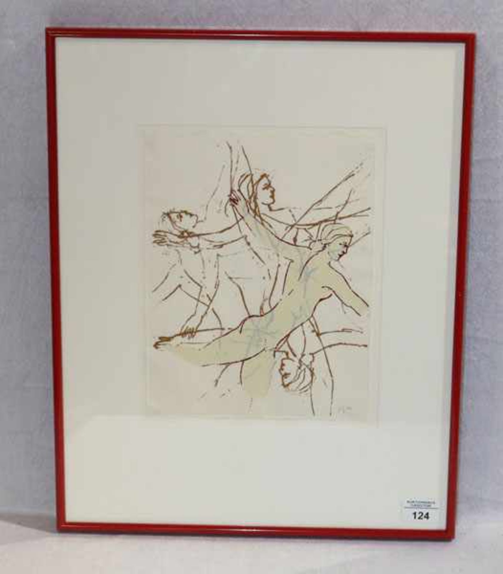 Farbsiebdruck 'Dancers 1994', monogrammiert NS für Nancy Spero, dat. (19)94, * 1926 Cleveland + 2009